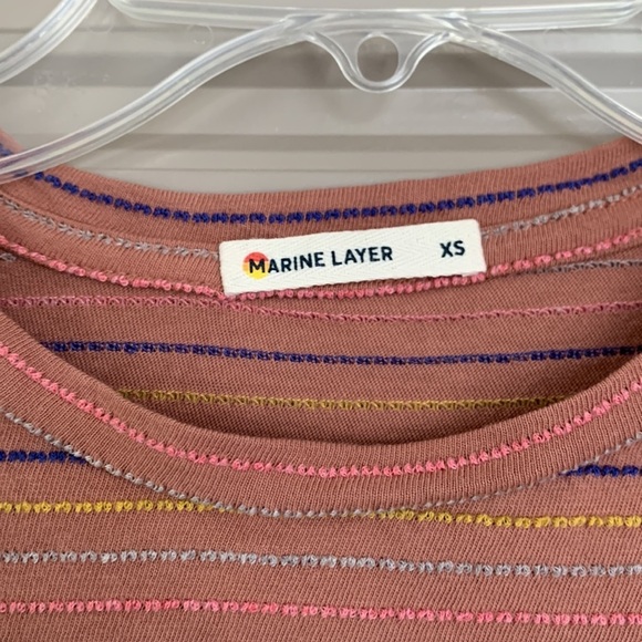MARINE LAYER STRIPED PINK SHIRT XS - Picture 2 of 4